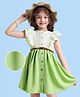 Hola Bonita Knit Frill Sleeves Solid Color Dress with Belt - Green