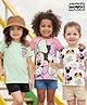 Babyhug Disney Single Jersery Knit Half Sleeves T-Shirt with Minnie & Friends Graphic Pack of 3 - Pink & Green
