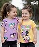 Babyhug Disney Single Jersey Knit Half Sleeves T-Shirt With Minnie & Mouse Friends Print Pack Of 2 - Lilac & Yellow