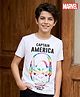 Honeyhap Marvel Single Jersey Knit Drop Shoulder Half Sleeves T-Shirt with Captain America Graphic - White