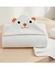 Baby Moo Terry Woven Animal Face Designed Hooded Towel - White