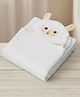 Baby Moo Terry Woven Sheep Designed Hooded Towel - White
