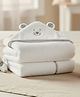 Baby Moo Terry Woven Polar Bear Designed Hooded Towel - White