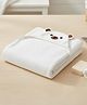 Baby Moo Terry Woven Bear Designed Hooded Towel - White