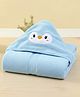 Baby Moo Terry Woven Penguin Designed Hooded Towel - Blue