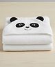 Baby Moo Terry Woven Panda Designed Hooded Towel -White