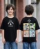 HoneyHap Disney Single Jersey Knit Drop Shoulder Half Sleeves T-Shirt With Front & Back Mickey Mouse Graphics - Black