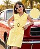 Hola Bonita Knit Sleeveless Solid Shirt Dress With Belt - Yellow