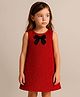 ZIP ZAP ZOOP Tweed Woven Sleeveless Bow Applique Detailed Sequins Embellished Dress - Red