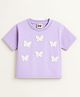 ZIP ZAP ZOOP Cotton Knit Half Sleeves Butterfly Applique Detailed Tee - Lilac
