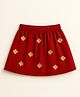 ZIP ZAP ZOOP Cotton Woven Floral Applique Detailed Skirt - Red