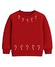 ZIP ZAP ZOOP Cotton Knit Christmas Theme Full Sleeves Candies Embroidered Sweatshirt - Red