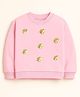 ZIP ZAP ZOOP Cotton Knit Full Sleeves Golden Flower Embroidered Swearshirt - Pink