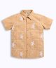 ZIP ZAP ZOOP Cotton Woven Half Sleeves Floral Embroidered Shirt - Light Brown