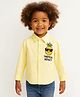ZIP ZAP ZOOP Cotton Woven Full Sleeves Tropical Royalty Text Printed Shirt - Light Yellow