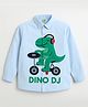 ZIP ZAP ZOOP Cotton Woven Full Sleeves Dinosaur Printed  Shirt - Light Blue