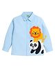 ZIP ZAP ZOOP Cotton Woven Full Sleeves Lion & Panda Printed Shirt - Light Blue