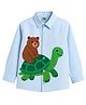 ZIP ZAP ZOOP Cotton Woven Full Sleeves Tortoise & Bear Printed Shirt - Light Blue