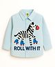 ZIP ZAP ZOOP Cotton Woven Full Sleeves Roller Skating Zebra Printed Shirt - Light Blue