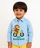 ZIP ZAP ZOOP Cotton Woven Full Sleeves Monkey Printed Shirt - Light Blue