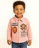 ZIP ZAP ZOOP Cotton Woven Full Sleeves Typography & Monkey Printed Shirt - Pink