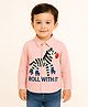 ZIP ZAP ZOOP Cotton Woven Full Sleeves Zebra & Roll With It Text Printed Shirt - Pink