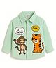 ZIP ZAP ZOOP Cotton Woven Full Sleeves Monkey & Tiger Printed Shirt - Light Green