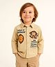 ZIP ZAP ZOOP Cotton Woven Full Sleeves Typography & Monkey Printed Shirt - Beige