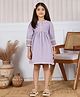 Tiny Twills Jute Woven Three Fourth Sleeves Abstract Embroidered Dress - Lavender