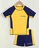 Pine Active Half Raglan Sleeves Cut N Sew Two Piece Swimsuit - Yellow & Navy Blue