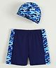 Pine Kids Swimming Trunk with Cap & Camouflage - Navy Blue