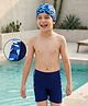 Pine Kids Swimming Trunk with Cap & Camouflage - Navy Blue