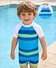 Mark & Mia Half Raglan Sleeves Legged Swimsuit with Stripes - Blue