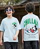 Honeyhap Disney Single Jersey Knit Drop Shoulder Half Sleeves T-Shirt with Front & Back Mickey Mouse Graphic - Light Blue