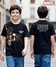 Honeyhap Marvel Single Jersey Knit Drop Shoulder Half Sleeves T-Shirts with Front & Back Spiderman Graphic - Black