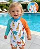 Mark & Mia Full Raglan Sleeves Animal Printed Legged Swimsuit - Multicolour