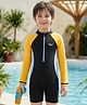 Pine Active Full Raglan Sleeves Solid Color Legged Swimsuit - Black