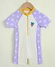 Mark & Mia Half Raglan Sleeves Legged Swimsuit with Polka Dot Print - Purple
