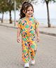 Babyhug Single Jersey Knit Half Sleeves Co-ords Top & Pant Set with Tropical Theme Print - Yellow