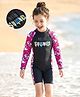 Bosky Swimwear Full Sleeves Floral Printed Legged Swimsuit - Black