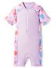 Bosky Swimwear Half Raglan Sleeves Legged Swimsuit with Fruit Print - Purple