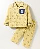 Doreme Single Jersey Knit Full Sleeves Co-ord Night Suit With Teddy Bear Print - Yellow
