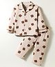 Doreme Single Jersey Knit Full Sleeves Co-ord Night Suit With Smiley Print - Brown