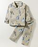 Doreme Single Jersey Knit Full Sleeves Co-ord Night Suit With Text Print - Grey