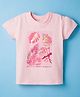 Doreme Single Jersey Knit Half Sleeves T-Shirt With Tropical Theme Print - Pink