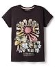 Doreme Single Jersey Knit Half Sleeves T-Shirt With Floral Print - Black