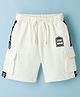 Pine Kids 100% Cotton Knit Full Length Text Printed Shorts With Cargo Pockets - White