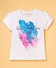 Doreme Single Jersey Knit Half Sleeves T-Shirt with Text Glitter Print - White