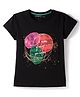 Doreme Single Jersey Knit Half Sleeves T-Shirt with Text Glitter Print - Black