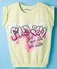 Doreme Single Jersey Knit Sleeveless T-Shirt With Text Print - Yellow